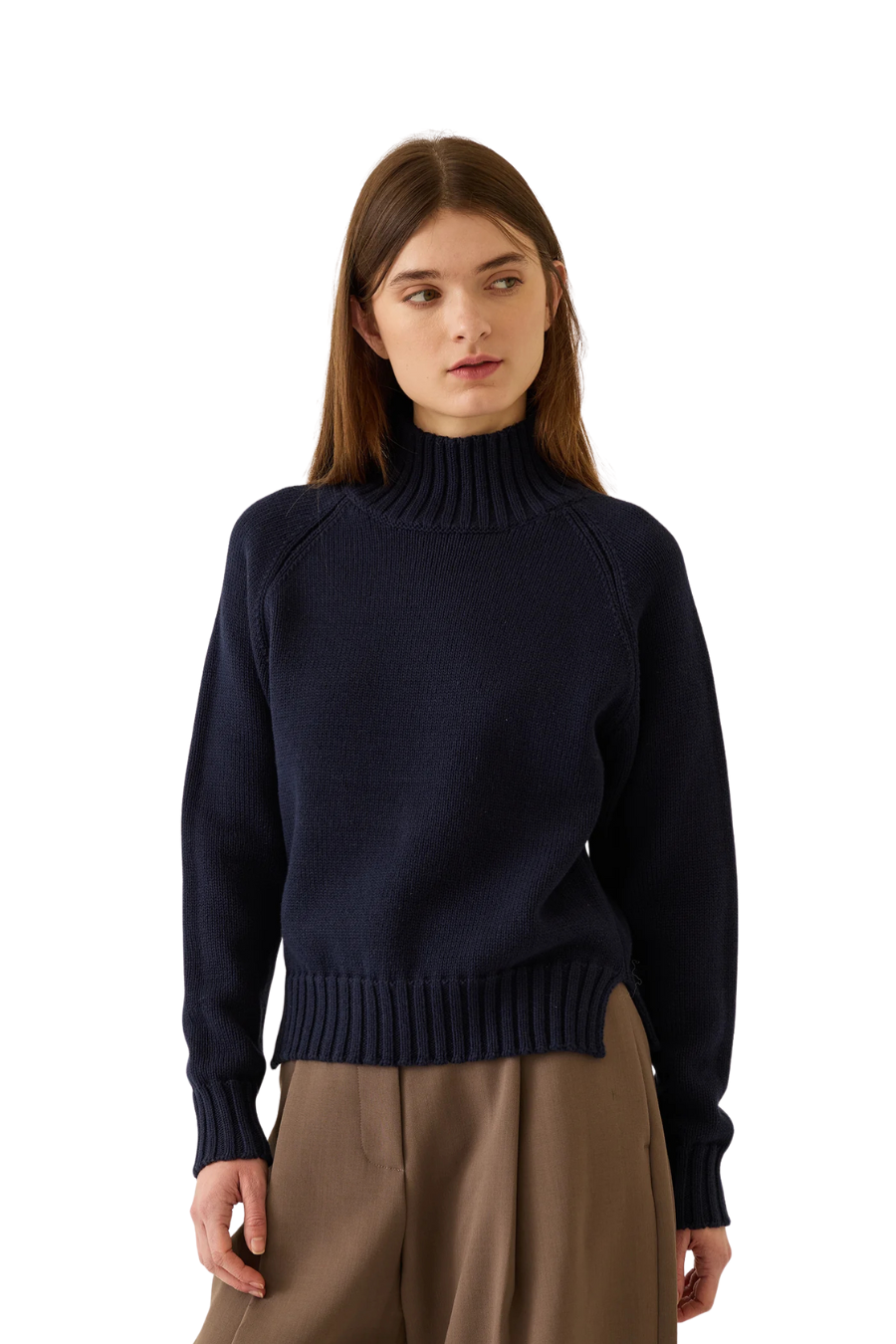 Kaitlyn Cotton Cashmere Sweater in Navy