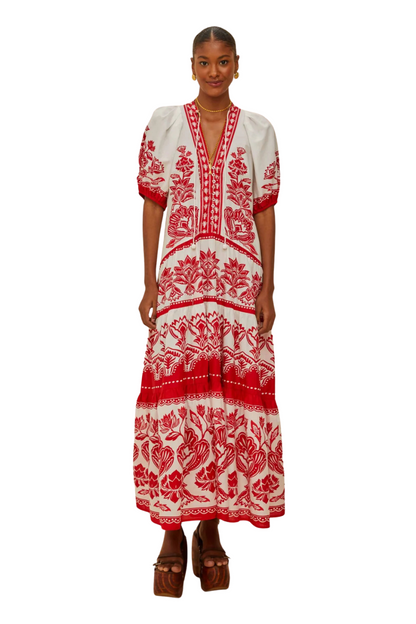 Boho Garden Off-White Midi Dress