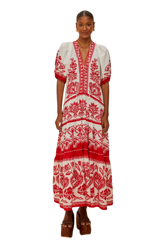 Boho Garden Off-White Midi Dress