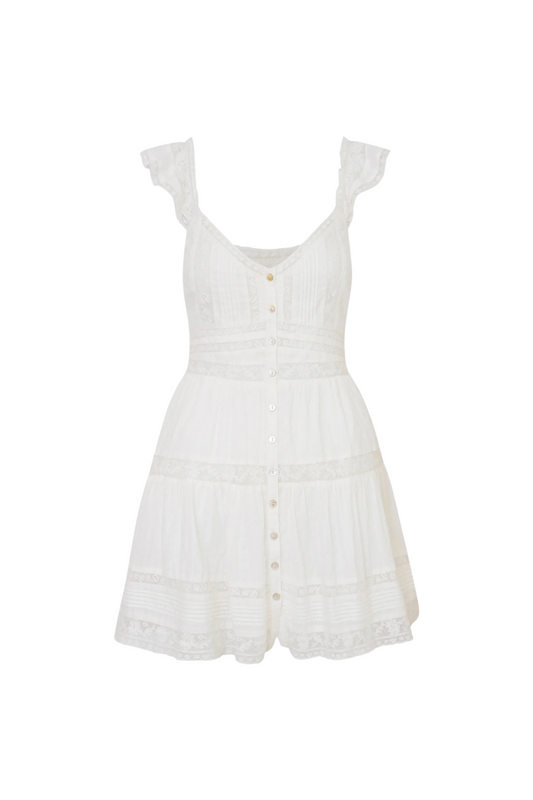 Rietta Cotton Lace-Trimmed Mini Dress
