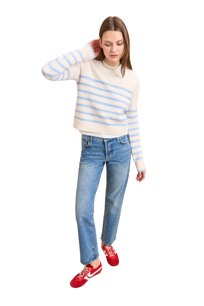Mini Marin Sweater in Cream/Light Blue