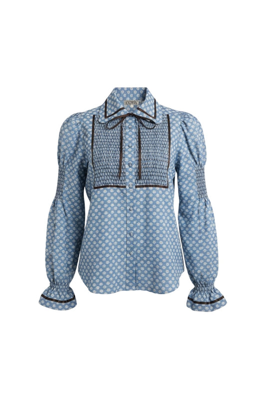 Lucy Long Sleeve Blouse in Blue Floral