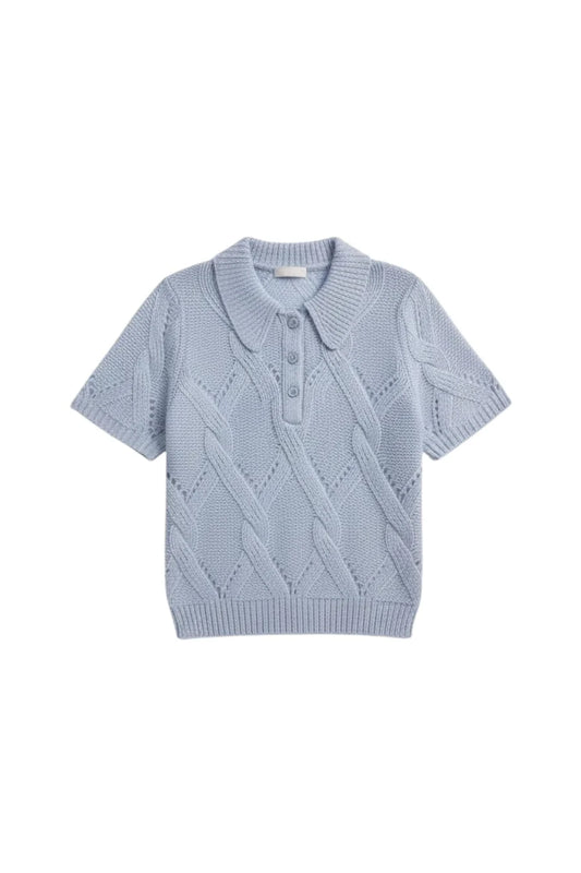 Cadence Shrunken Cashmere Polo in Whisper