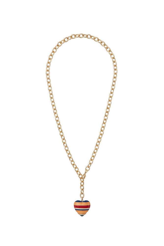 The Striped Puffy Heart Necklace