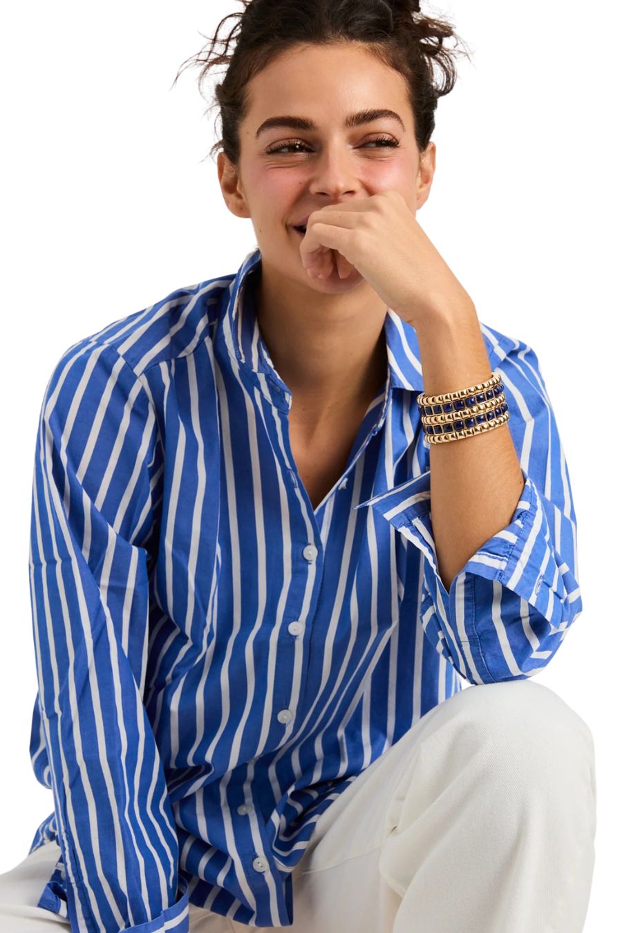 The Puffy Stud Bracelet Trio in Navy