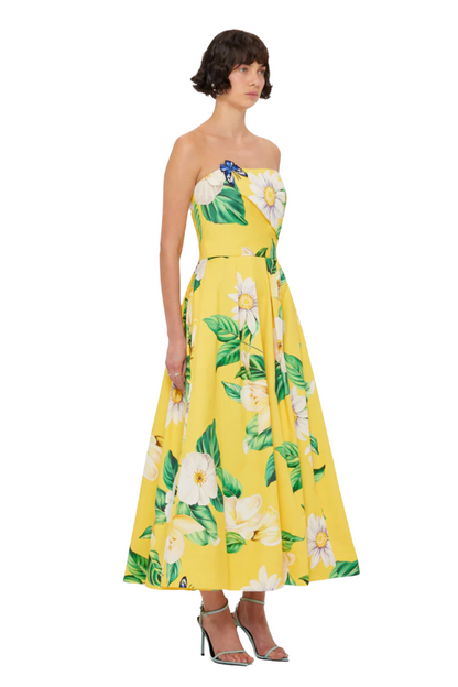 Lynn Bustier Midi Dress in Sunshine Joie Print