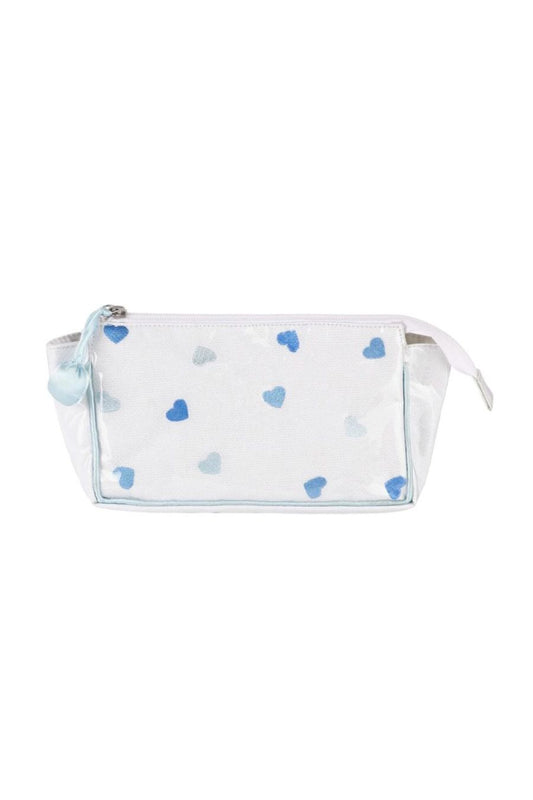 Josie Heart Small Makeup Bag in Blue
