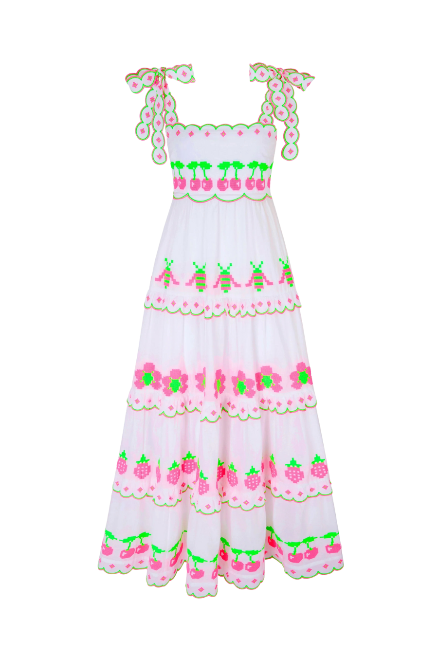 Neon Fruit Embroidery Athens Dress