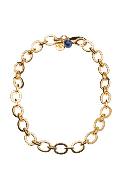 Chunky Link Chain with Lapis Bead