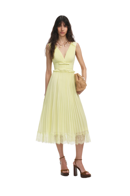 Chiffon Midi Dress in Yellow
