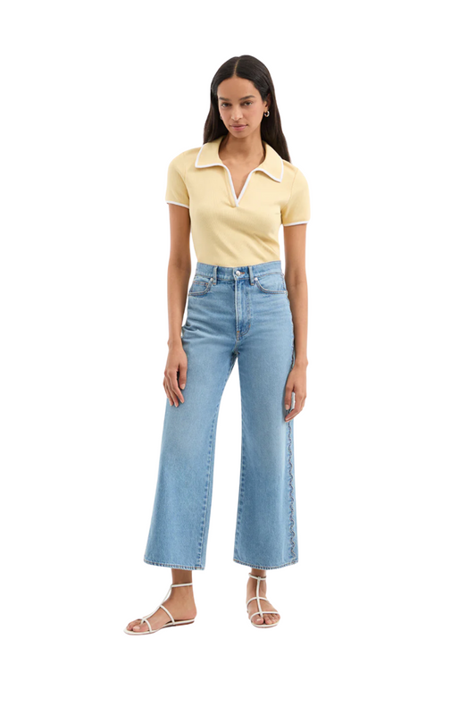 Taylor Scalloped Cropped Wide-Leg Jean