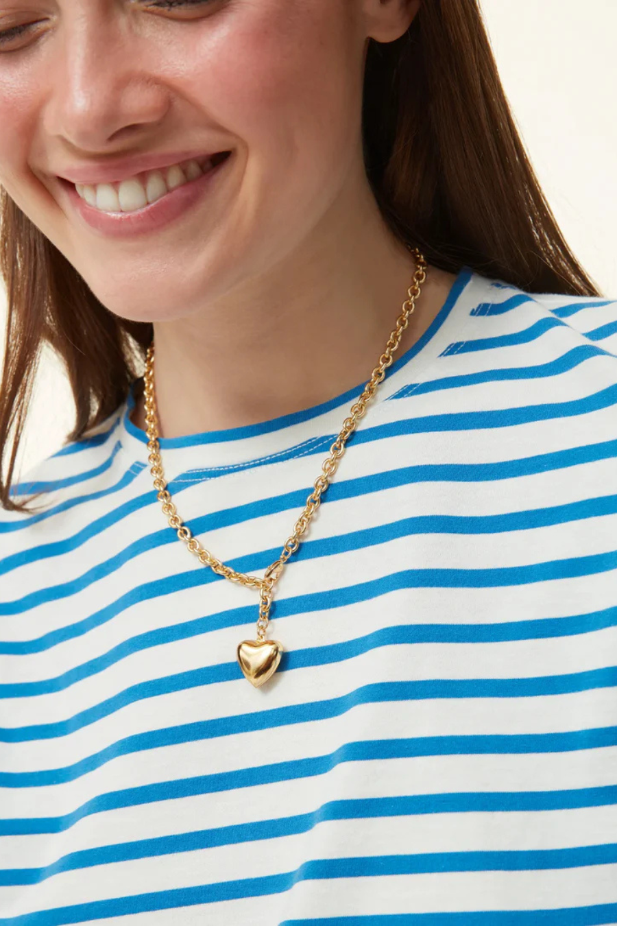 The Mini Puffy Heart Necklace in Gold