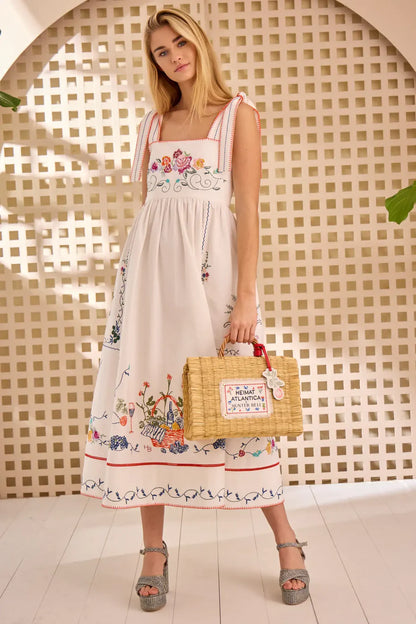 Stefy Dress in Multi Embroidery