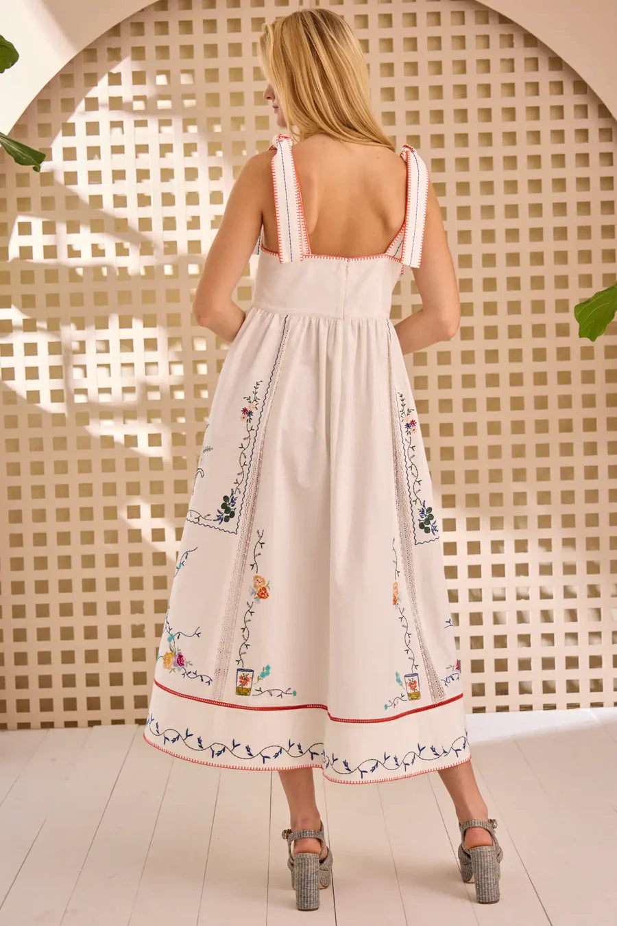 Stefy Dress in Multi Embroidery