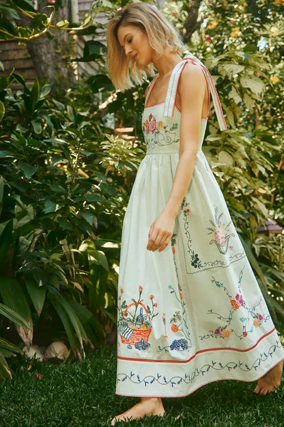 Stefy Dress in Multi Embroidery