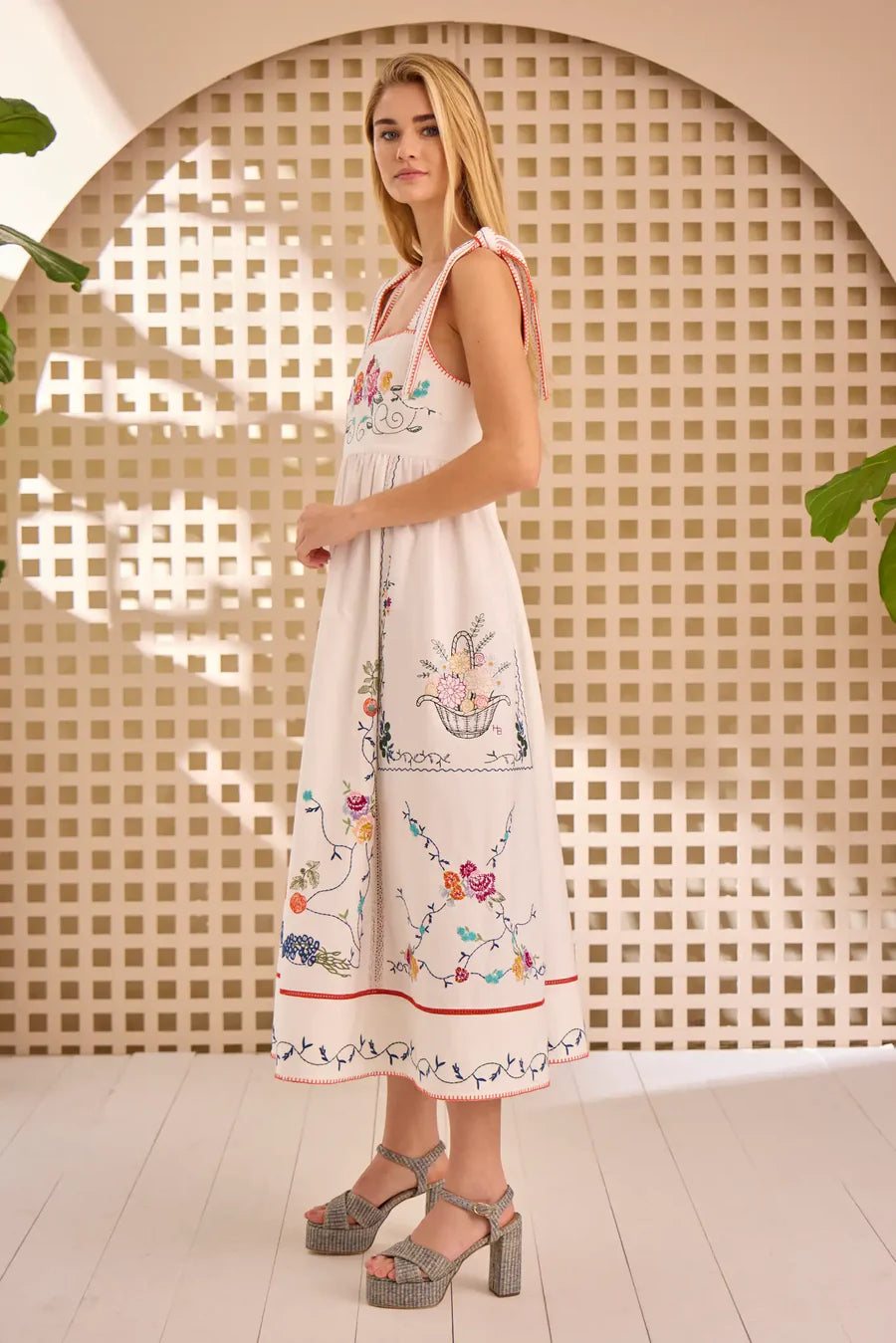 Stefy Dress in Multi Embroidery