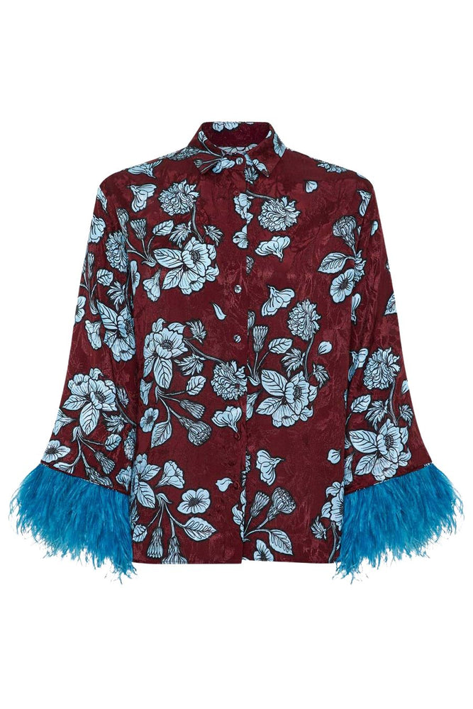 Nesse Floral Jacquard Shirt in Glass Flower Blue