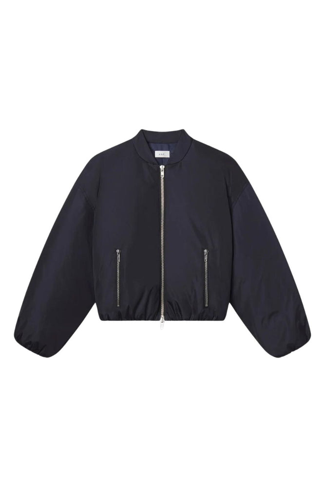 Zane Nylon Bomber Jacket in Navy