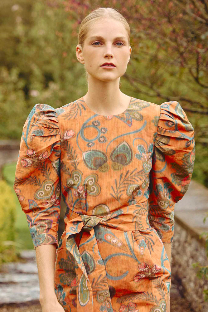 Sutton Taffeta Dress in Mandarin Ikat