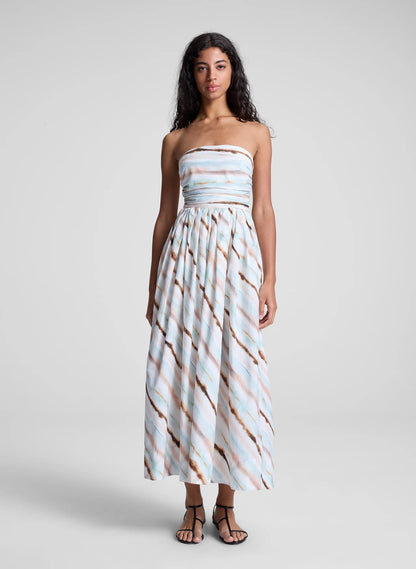Tara Striped Strapless Midi Dress