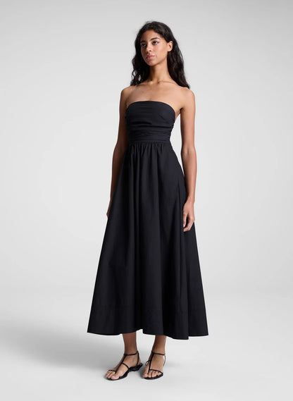 Tate Strapless Midi Dress in Black