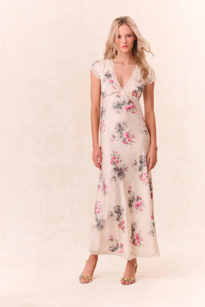 Theodore Printed Maxi Dress in French Ivory