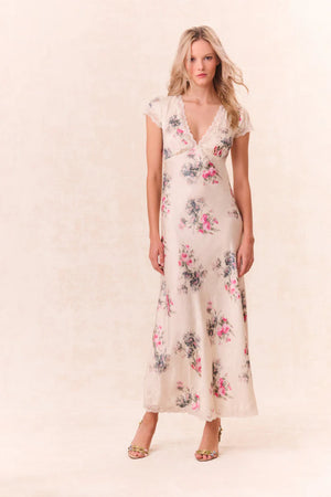 Theodore Printed Maxi Dress in French Ivory