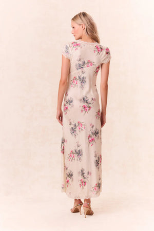 Theodore Printed Maxi Dress in French Ivory