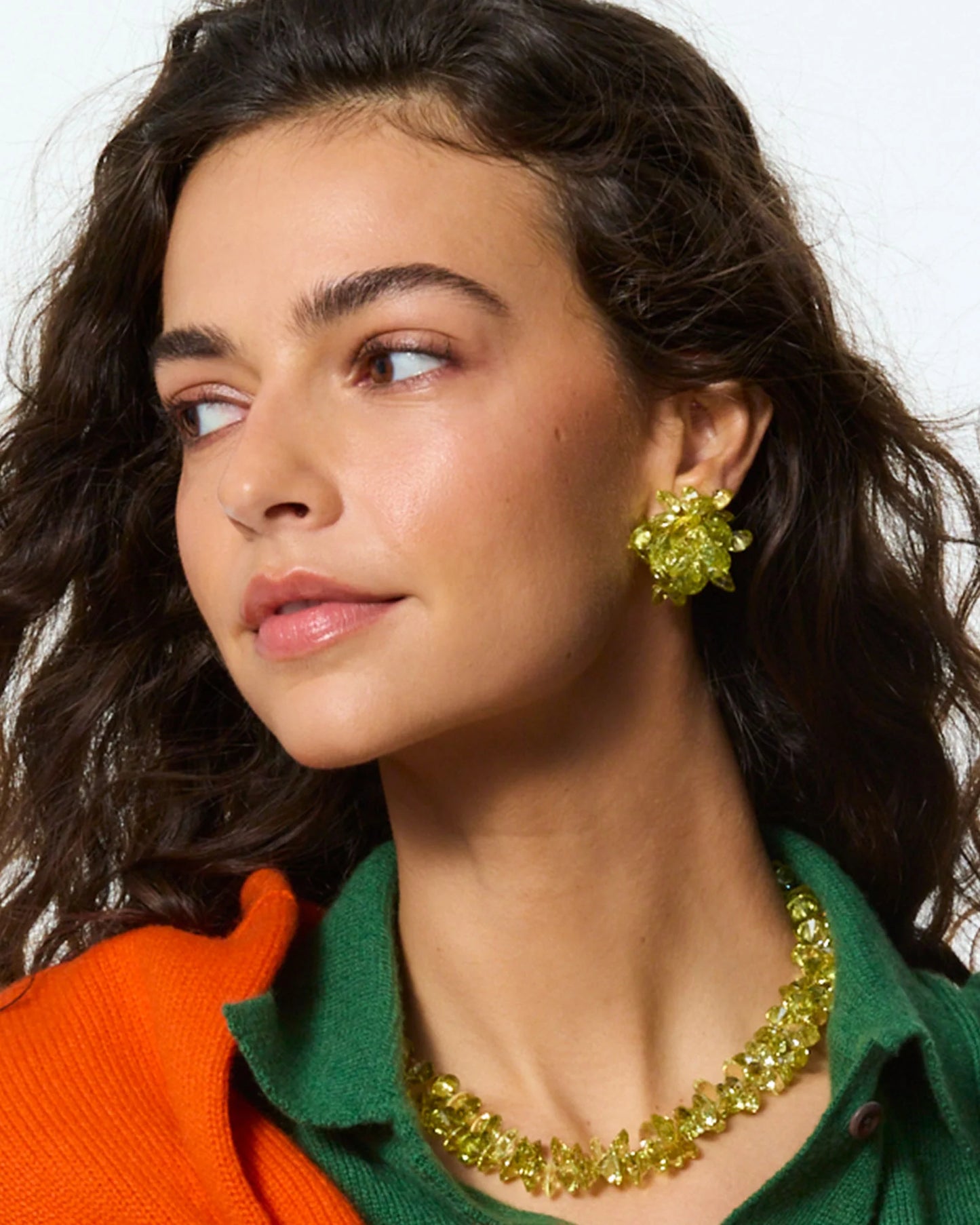 Cubic Cluster Earrings Kiwi