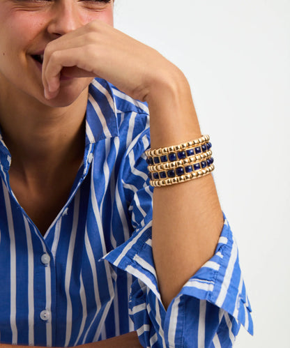 The Puffy Stud Bracelet Trio in Navy