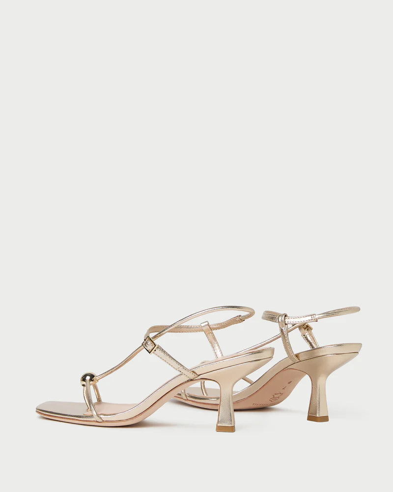 Triana Champagne Leather Mid−Heel Sandal
