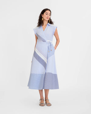 Midi Shivon Dress in Oxford Blue Multi