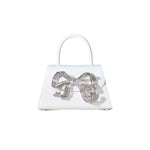 Mini White Diamante Bow Bag