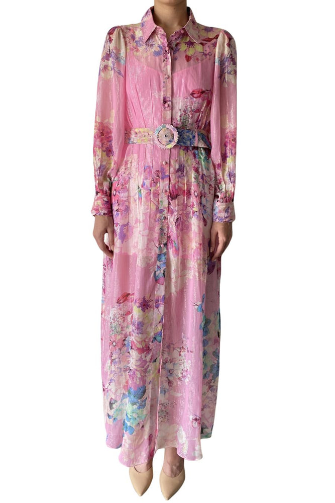 Long Shirt Dress in Pink Floral