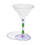 Striped Martini Glass in Lilac/Green
