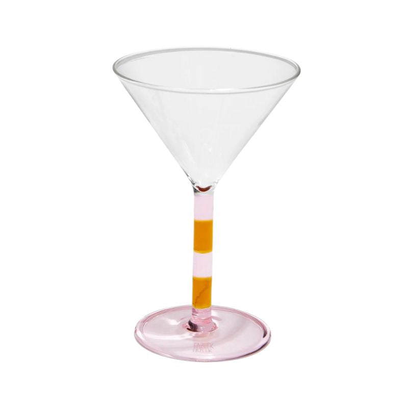 Striped Martini Glass in Pink/Amber
