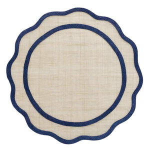 Navy Blue Scalloped Rice Paper Placemat | Set of 4