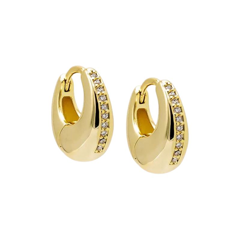 Pave Lined Graduated Huggie Earring