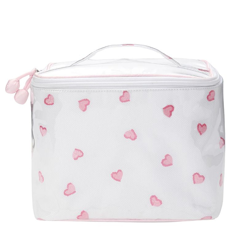 Hearts Train Case in Pink