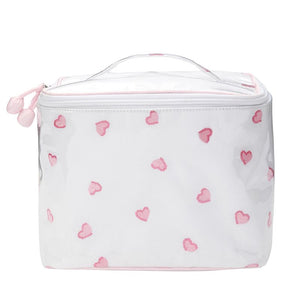 Hearts Train Case in Pink