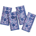 Bohemian Floral Blues & Purple Napkin | Set of 4