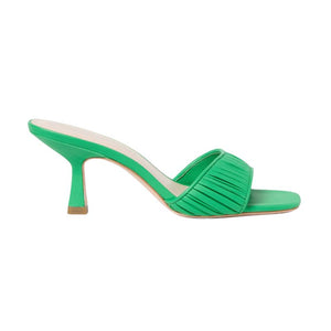 Naima Green Leather Mid-Heel Mule