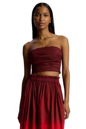 Gisele Ruched Strapless Top in Syrah