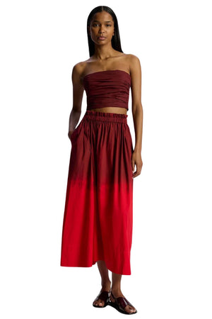 Gina Dip Dye Midi Skirt in Rouge/Syrah