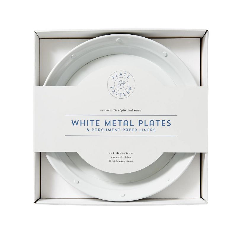 White Metal Plates Set of 4