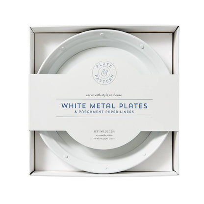 White Metal Plates Set of 4