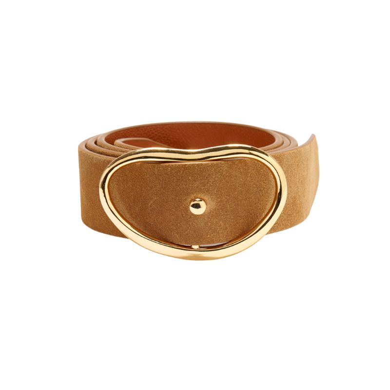 Wide Georgia Belt in Camel Suede