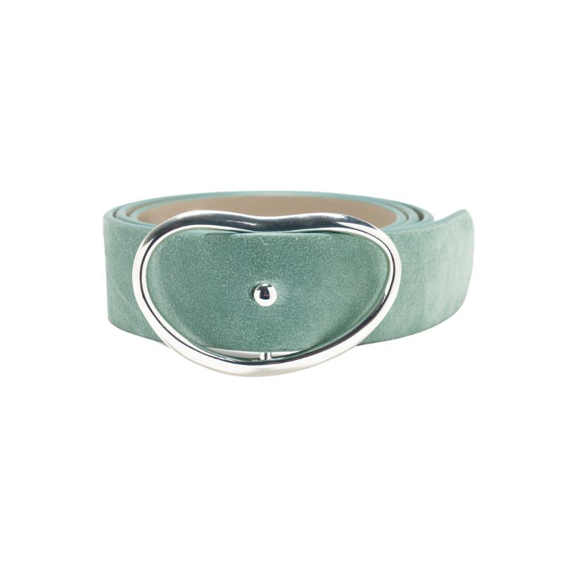 Wide Georgia Belt in Aqua/Silver