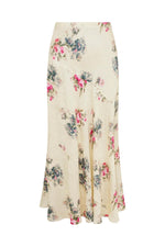 Bertha Silk Floral Maxi Skirt in French Ivory