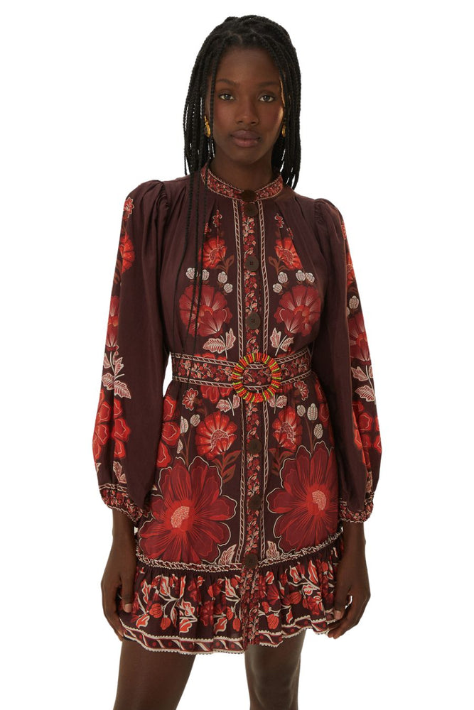 Gigi Tapestry Brown Mini Dress